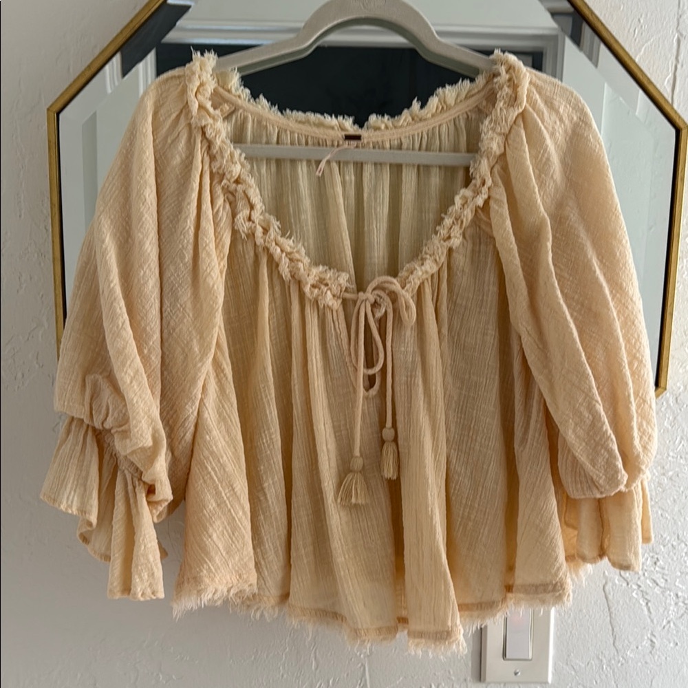 Women's Cream Peasant Top